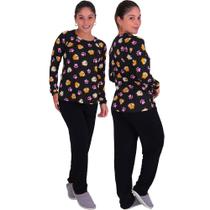 Pijama Feminino Outono Inverno Viscose Bicolor