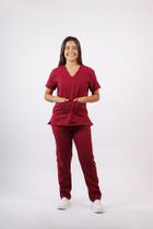 Pijama Feminino Oxford Vinho - Conjunto Hospitalar Scrub