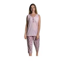 Pijama Feminino Pescador Adulto Regata Com Botão