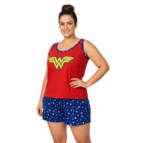 Pijama Feminino Plus Size Adulto Personagem Baby Dool Regata Shorts Curto Macio Confortável