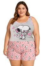 Pijama Feminino Plus Size Adulto Personagem Baby Dool Regata Shorts Curto Macio Confortável