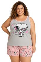 Pijama Feminino Plus Size Adulto Personagem Baby Dool Regata Shorts Curto Macio Confortável