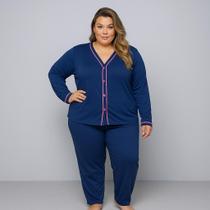 Pijama Feminino Plus Size Americano Aberto de Botões Inverno Pijama Feminino Plus Size Americano Aberto de Botões Inverno