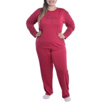 Pijama Feminino Plus Size de inverno Suede Victory