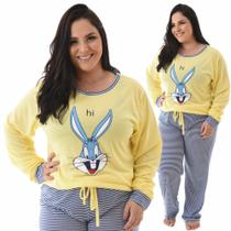 Pijama Feminino Plus Size Longo Inverno Frio Blusa e Calça - Prikéta Pijamas