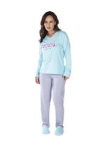 Pijama Feminino Plus Size Para Inverno Manga Longa Canelado Pijama Feminino Plus Size Para Inverno Manga Longa Canelado