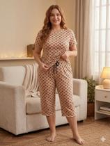 Pijama Feminino Plus Size Suede Capri Pescador 44 Ao 54 Luxo Cor:MarromTamanho:54 Pijama Feminino Plus Size Suede Capri Pescador 44 Ao 54 Luxo Cor:MarromTamanho:54