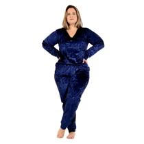 Pijama Feminino Plus Size Veludo Longo Inverno - Cia da seda