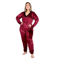 Pijama Feminino Plus Size Veludo Longo Inverno - Cia da seda