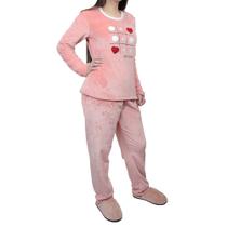 Pijama Feminino Recco Fleece Jogo da Velha Rosa Fofura - 14503