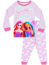 Pijama Feminino Rosa, Tamanho 10, Padrão Barbie