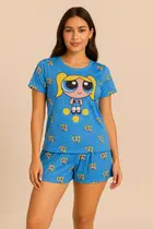 Pijama Feminino Roupa Dormir Adulto Estampado Desenho Animado Divertido Blusinha Shorts Minnie