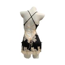 Pijama Feminino Sexy De Seda Gelada Com Renda, Camisola Elegante Com Alça Nas Costas