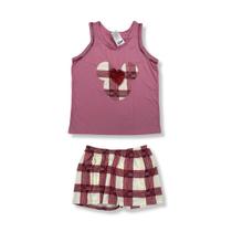 Pijama Feminino Short Doll Xadrez Regata Fernanda Rubi