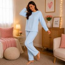 Pijama Feminino Soft Adulto Inverno Peluciado Quentinho Manga Longa Calça Longa Tardani