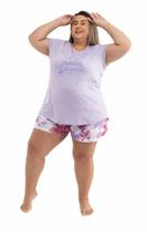 Pijama Feminino Tamanho Grande Verão Shorts 100% Algodão Plus Size