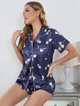 Pijama Feminino Verão modelo Americano Cetim Calor