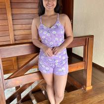 Pijama Feminino Verão Suede Alcinha com Botões Conjunto Short doll Estampado Pijama Feminino Verão Suede Alcinha com Botões Conjunto Short doll Estampado