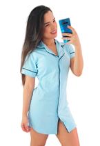 Pijama Feminino Vestido de Algodão com Botões Pijama Feminino Vestido de Algodão com Botões