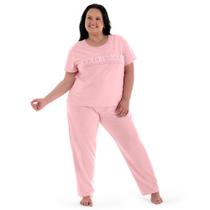 Pijama Feminino Zee Rucci Manga Curta Com Calça Plus Size