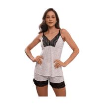 Pijama gestante de alca e short com renda branco Pijama gestante de alca e short com renda branco