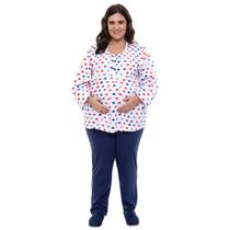 Pijama Gestante e Amamentação Plus Size Modelo Flanelado