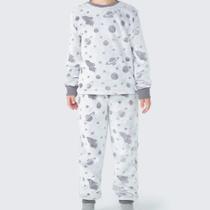 Pijama Hering Kids Unissex Longo em Fleece Cinza LAHE1ASI