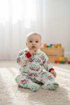 Pijama infantil bebe algodao vira pe veste ate 06 meses