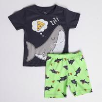 Pijama Infantil Brandili Tubarão Soneca Estampado Masculino