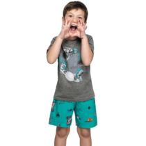 Pijama Infantil Camiseta e Bermuda Verão T Rex Space 12031 - Elian