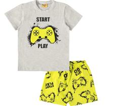 Pijama Infantil Camiseta E Shorts Brilha No Escuro Start