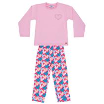 Pijama Infantil Camiseta Térmica e Calça em Soft Corações Rosa Everly Pijama Infantil Camiseta Térmica e Calça em Soft Corações Rosa Everly