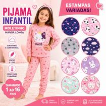 Pijama Infantil de Inverno em Moletinho Flanelado Quentinho e Confortável