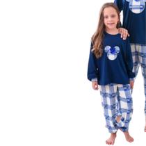 Pijama Infantil de Inverno Mickey Xadrez Fernanda Rubi