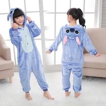 Pijama Infantil De Pelúcia Disney Lilo Stitch Kigurumi Onesies Roupas Quentes De Inverno Para
