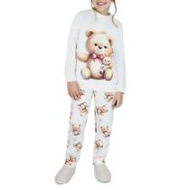 Pijama Infantil Dedeka Soft Longo Ursinha e Coelhinha Branco