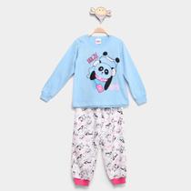 Pijama Infantil Duzizo Brilha no Escuro Panda Menina