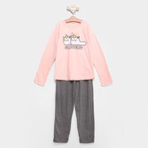 Pijama Infantil Duzizo Brilha no Escuro Slippers Menina