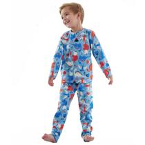 Pijama Infantil em Malha Soft Thermo Dinossauros Azul Up Baby