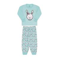 Pijama Infantil Estampa Brilha no Escuro Coelho Cor Verde Água