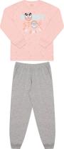 Pijama Infantil Estampa Brilha no Escuro Cor Rosa Perola