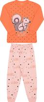 Pijama Infantil Estampa Brilha no Escuro Esquilo Cor Tangerine