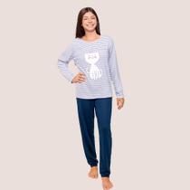 Pijama Infantil Estampado Diones Camiseta Manga Longa E Calça Para Menina