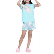 Pijama Infantil Feminino Alakazoo Nuvens Curto Azul 19202