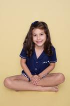 Pijama Infantil Feminino Americano Listra Marinho