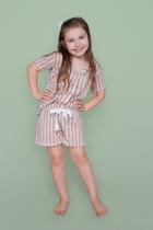 Pijama Infantil Feminino Americano Listrado Mocha