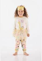 Pijama Infantil Feminino com 3 Peças em Suedine Up Baby