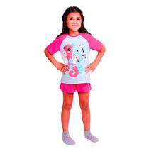 Pijama Infantil Feminino Curto em Algodão Gola Redonda Lupo Pijama Infantil Feminino Curto em Algodão Gola Redonda Lupo