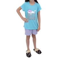 Pijama Infantil Feminino Danka Curto Azul - 0110023 Pijama Infantil Feminino Danka Curto Azul - 0110023
