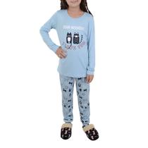 Pijama Infantil Feminino Danka Gatinhos Longo Azul - 012017